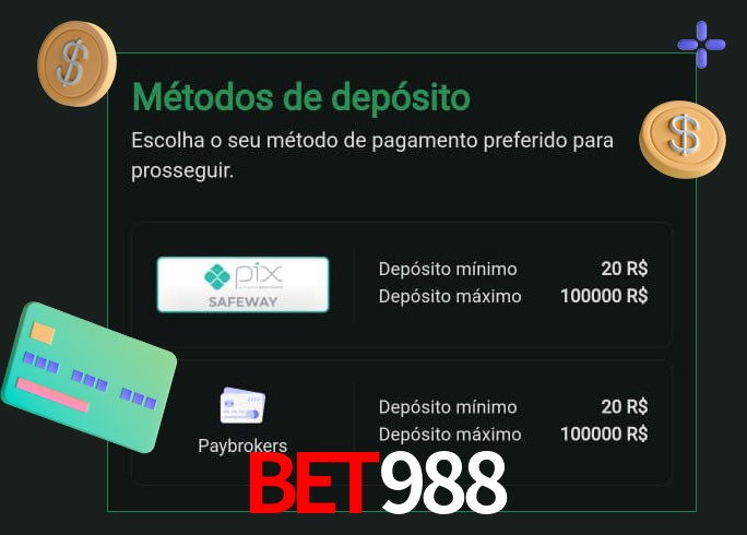 O cassino bet988 oferece uma grande variedade de métodos de pagamento
